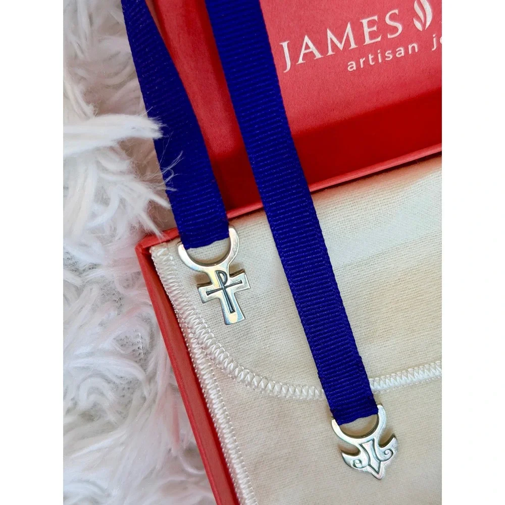 James Avery Sterling Silver Dove and Cross Purple Ribbon Bookmark with Box